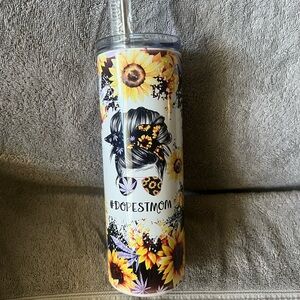 Floral Sunflower Tumbler with Straw